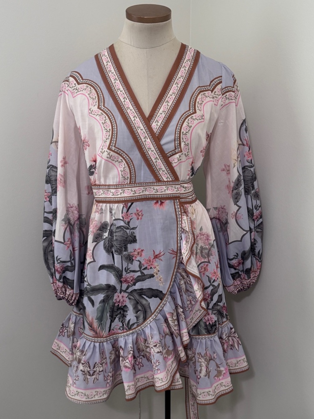 Sunday Up Small Floral Wrap Mini Dress ~ Cottagecore Peasant Coquette